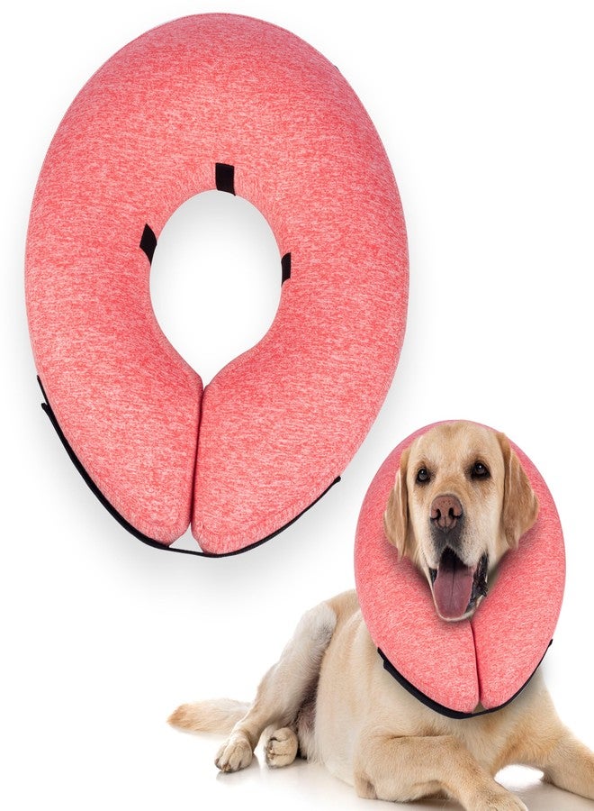 BIGANT Big Ant Protective Inflatable Collar for Dogs and Cats, Dog Neck Donut Collar, Soft Cone for Dogs After Surgery, Soft Pet Recovery Collar Dog Cone Collar Does Not Block Vision E-Collar (Large, Pink) - Image 1